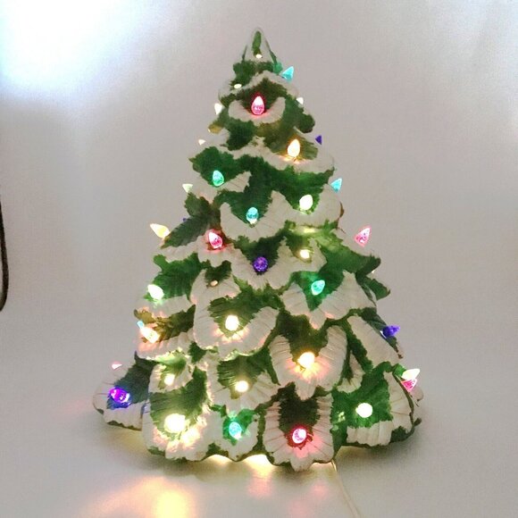 VTG 70's Lighted Ceramic Christmas Tree 14 X 12 Handmade - Picture 1 of 8